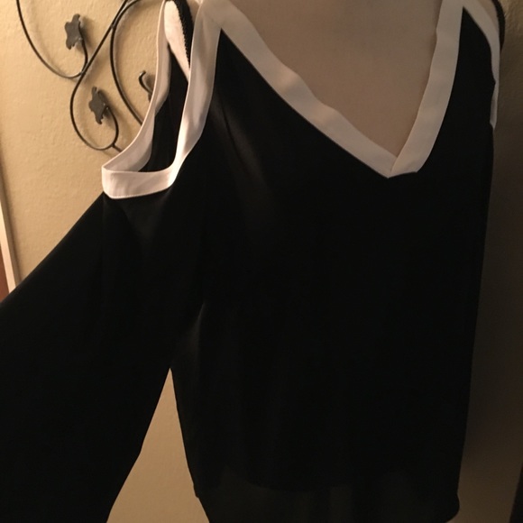 INC Tops - Black and white peekaboo shoulder blouse